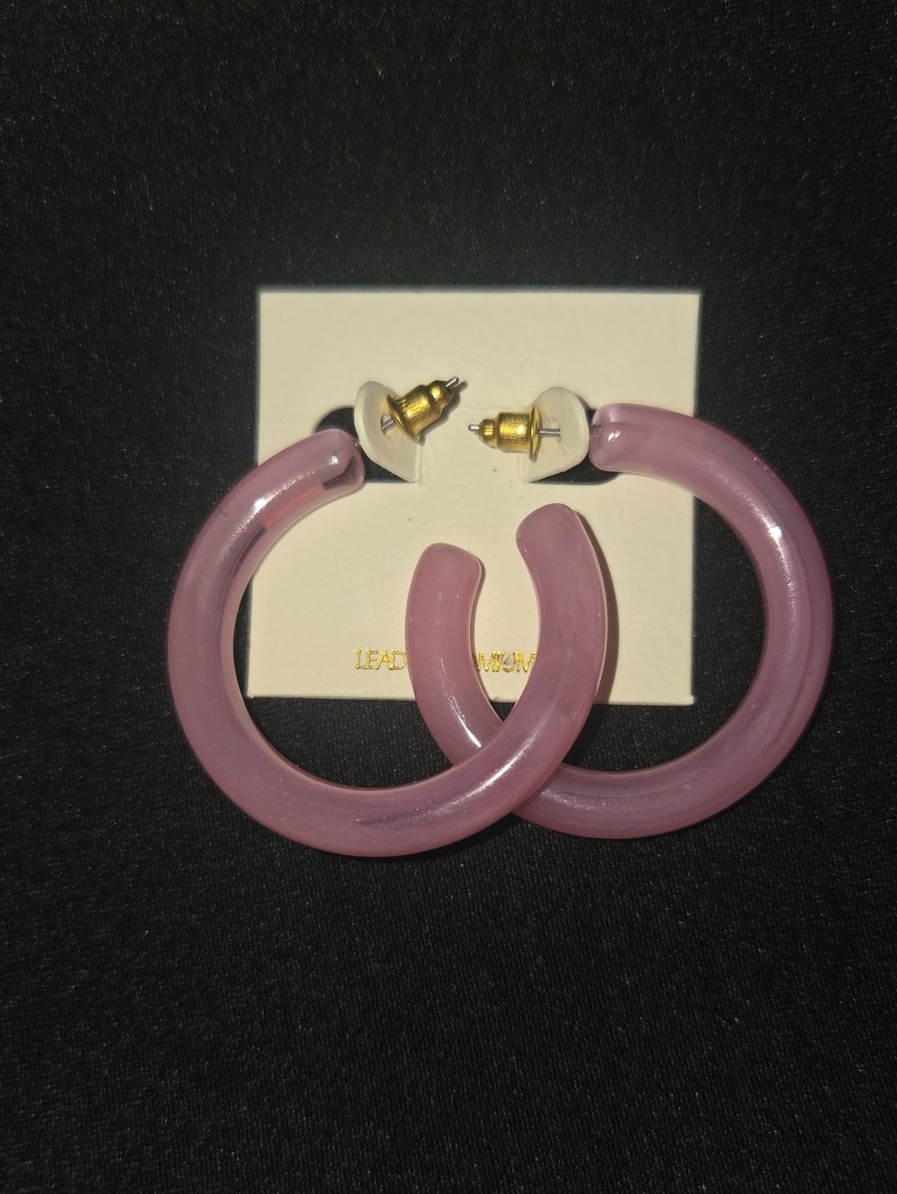 Pink Lucite Hoop Earrings - Unknown Brand